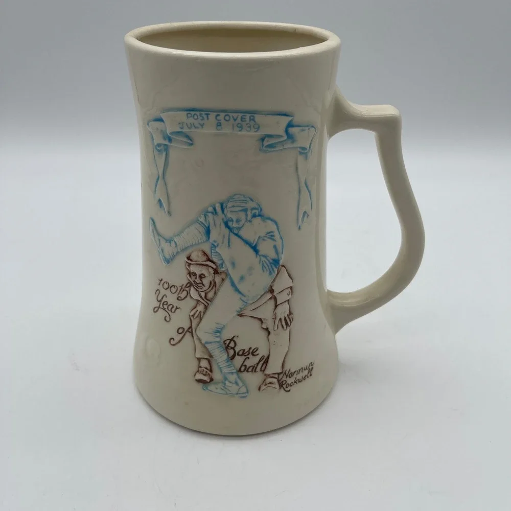 SEPCO Norman Rockwell 100th‎ Year of Baseball Ceramic Stein 1988 Vintage Mug